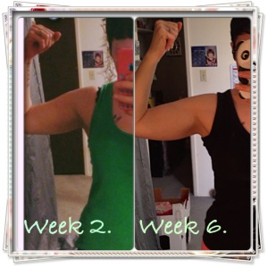Small comparison. Only from Week 2 to Week 6, but you can still see some definition starting! 